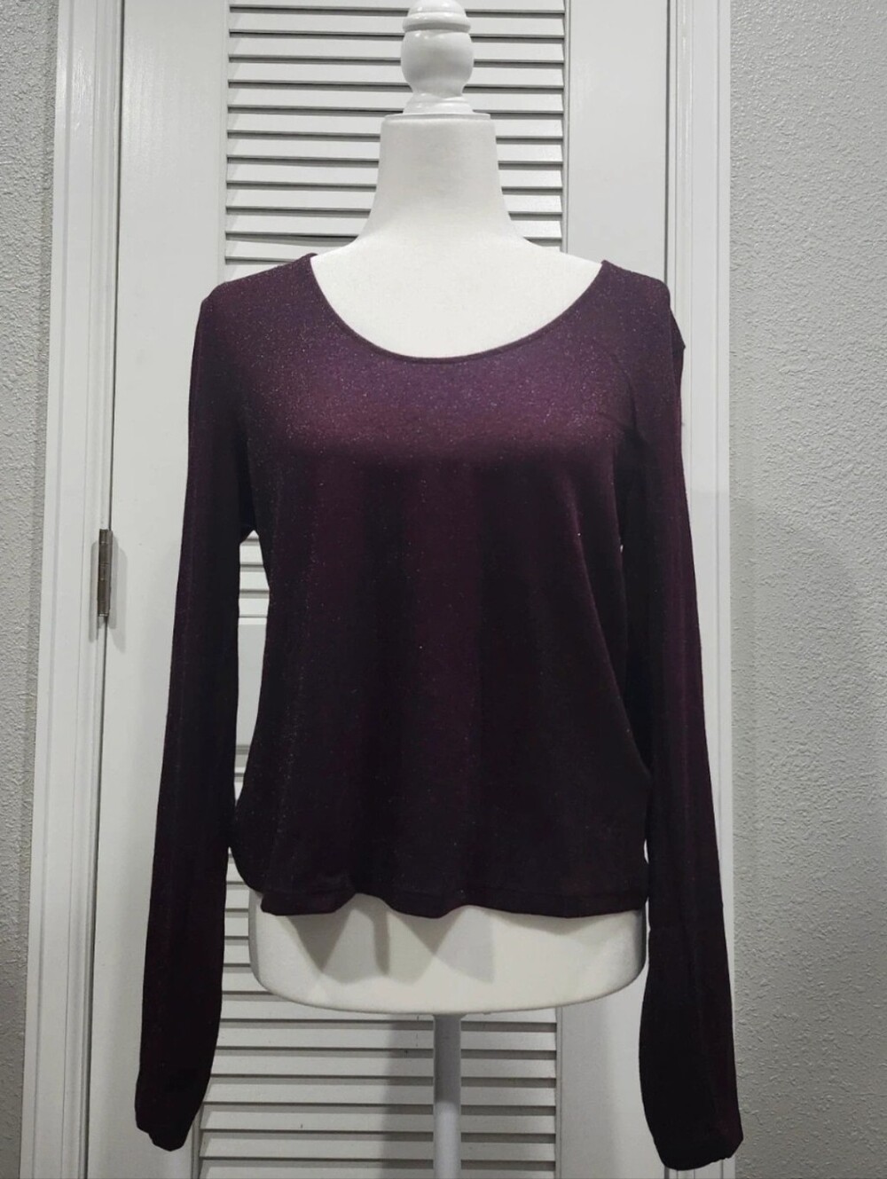 Calvin Klein Women's Long-Sleeve Scoop Neck Top - Plum
